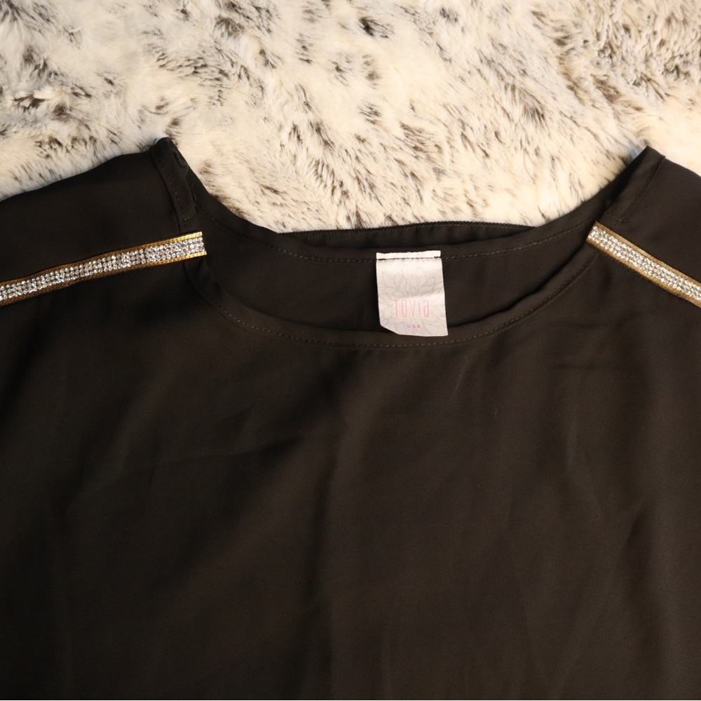 Black Blouse with Detailed Shoulders